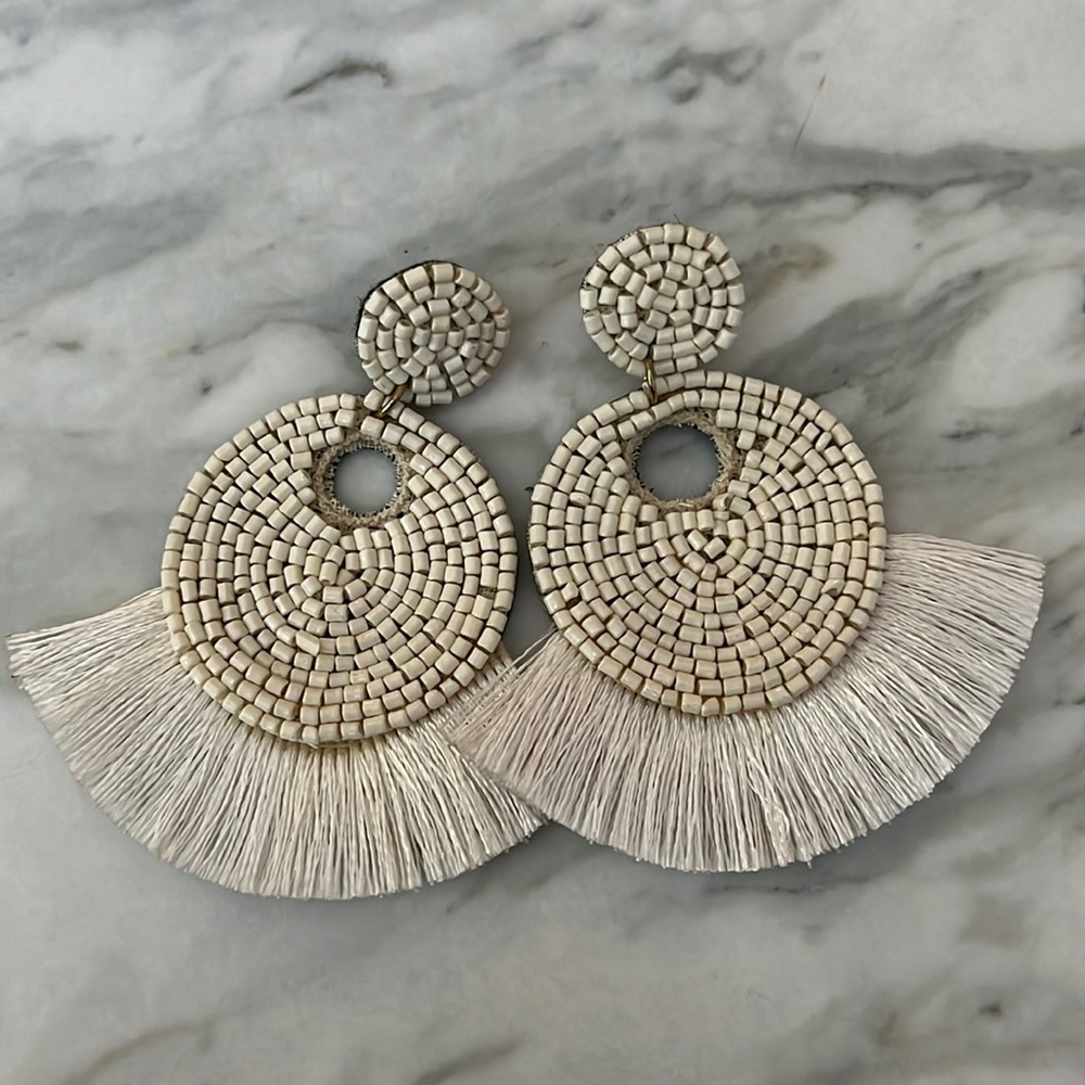 Beaded Earrings with Fringe